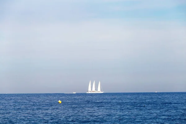 White Three Masts Boat Nice Blue Sea France — Stock Photo, Image