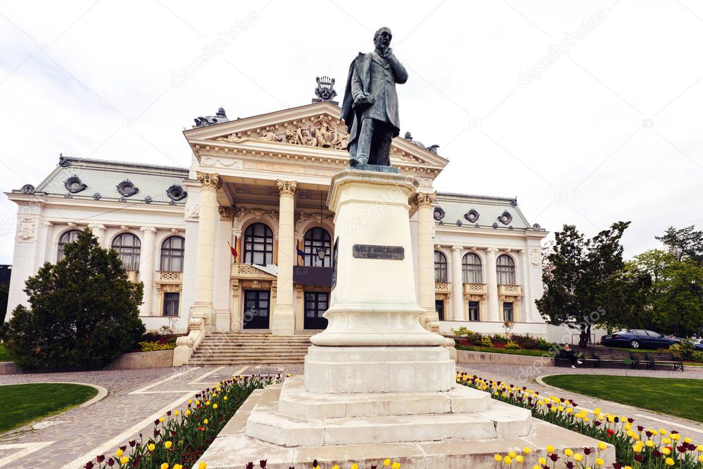 The national theater in Iasi and monument of Vasile Alecsandri, Romania
