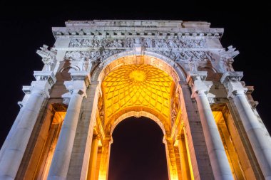 Victory Arch at night. Close-up view. Genoa, Italy clipart
