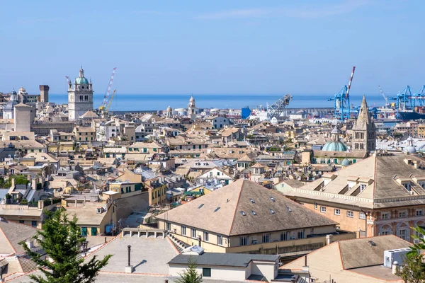 Genoa City Från Ovanifrån Dagsljus Klar Himmel Plats För Text — Stockfoto