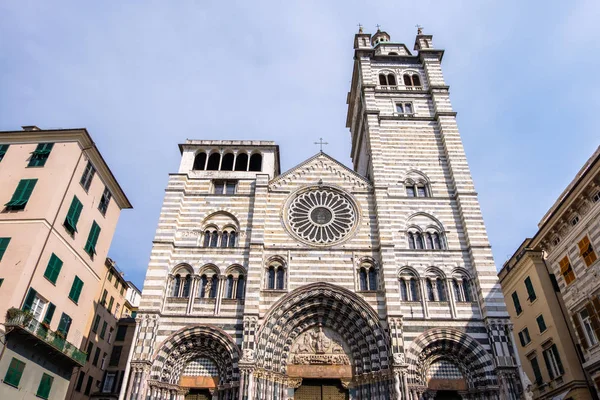 Genoa Cathedral Świetle Dziennym Widok Dołu Genua Włochy — Zdjęcie stockowe