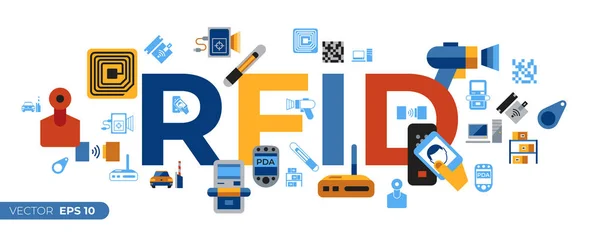 Ψηφιακή Διάνυσμα Rfid Ραδιοσυχνότητας Ταυτοποίηση Chip Απλό Εικονίδια Που Infographics — Διανυσματικό Αρχείο