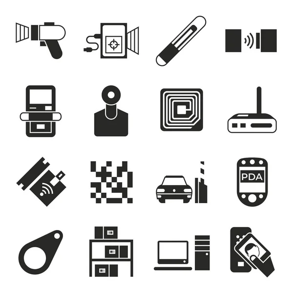 Digital Vector Rfid Radio Frequency Identification Chip Simple Icons Set — Stock Vector
