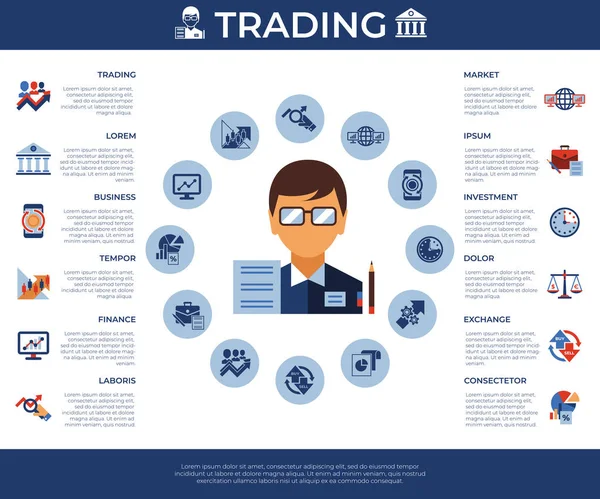 Ψηφιακή Διάνυσμα Χρηματοπιστωτικών Συναλλαγών Αγορά Ανταλλαγής Απλό Εικονίδια Που Infographics — Διανυσματικό Αρχείο
