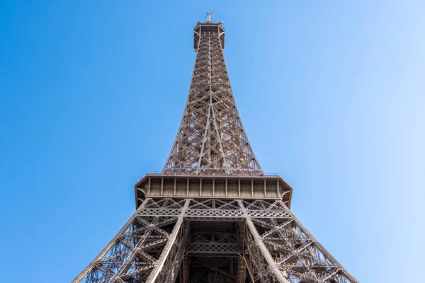 Oben Auf Dem Eiffelturm Morgen Blauer Himmel Ohne Wolken Keine — Stockfoto