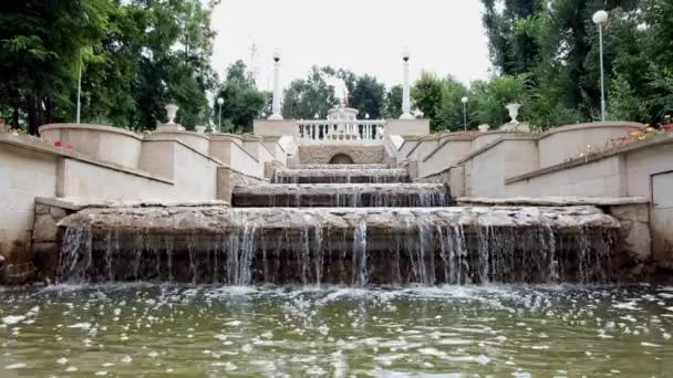 Water Stairs Fountain Valea Morilor Park Chisinau Moldova — Stock Video