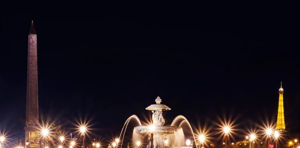 Place Concorde Φωτίζεται Από Φανάρια Νύχτα Παρίσι Γαλλία — Φωτογραφία Αρχείου