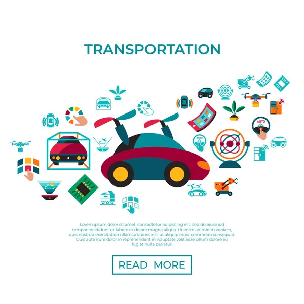 Digitale Vektor Autonome Transporttechnologie Symbole Setzen Infografiken — Stockvektor