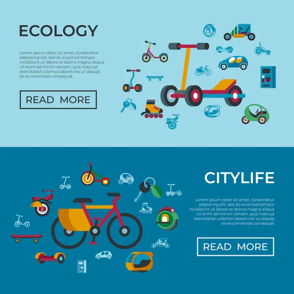 Digital Vector Eco Verde Transporte Tecnología Iconos Conjunto Infografías — Archivo Imágenes Vectoriales