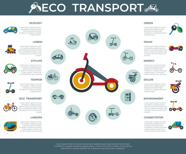 Digital Vector Eco Verde Transporte Tecnología Iconos Conjunto Infografías — Vector de stock