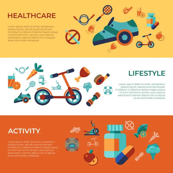 Iconos Estilo Vida Actividad Saludable Vector Digital Set Infografías — Vector de stock