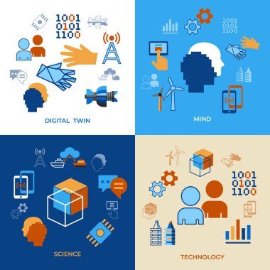 Dijital vektör dijital ara Yardımcısı teknoloji simgeleri infographics ayarla
