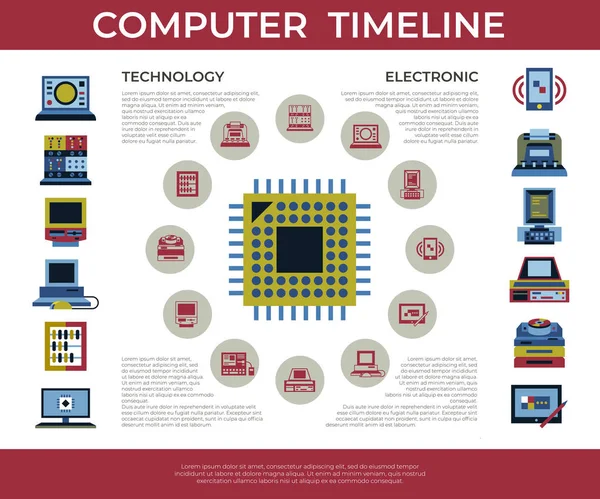 Digital Vetor Pessoal Computador Cronograma Tecnologia Ícones Definir Infográficos — Vetor de Stock