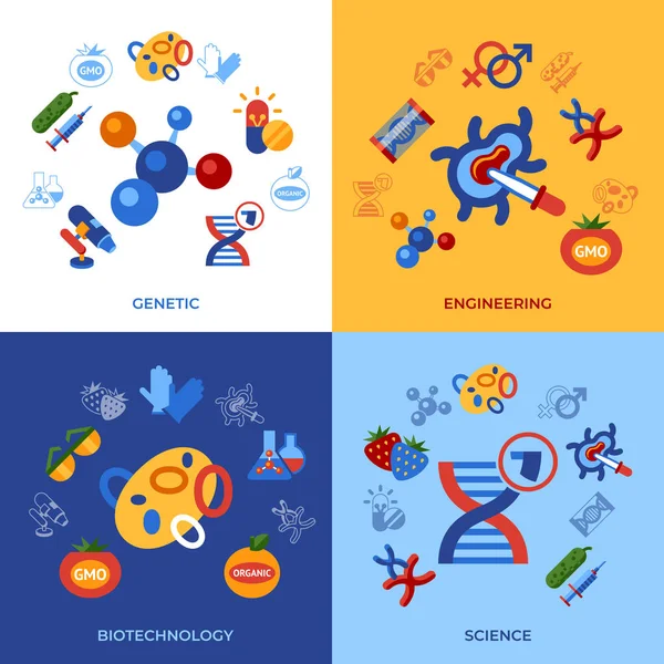 Digital Vector Genetic Engineering Gmo Technology Icons Set Infographics — Stock Vector