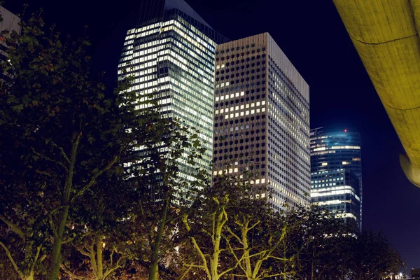 Paris City Night Business Buildings Glass Towers Lights France — Stock Photo, Image