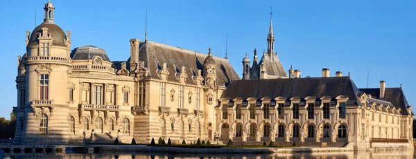 Chantilly Kasteel Museum Van Conde Bij Zonsondergang Frankrijk Brede Panoramische — Stockfoto