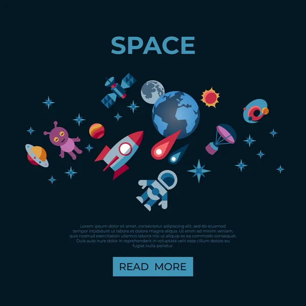 Digitális Vector Space Galaxy Világegyetem Ikonok Készlet Lapos Stílusú Infographics — Stock Vector