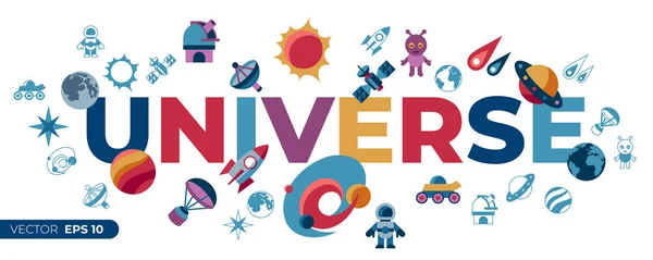 Digitale Vektor Raumgalaxie Und Universum Icons Set Flache Stil Infografiken — Stockvektor