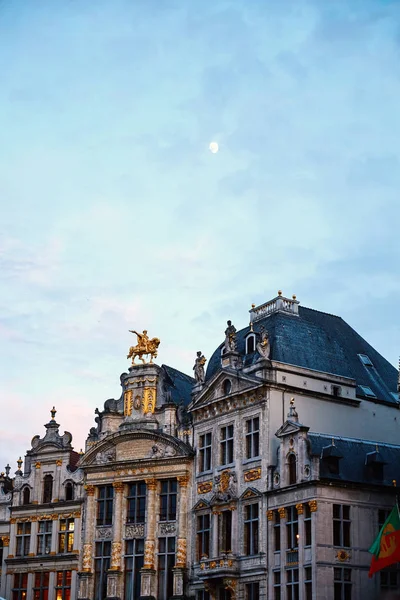 Grand Place Budynków Zachodzie Słońca Długich Ekspozycji Zdjęcia Bruksela Belgia — Zdjęcie stockowe