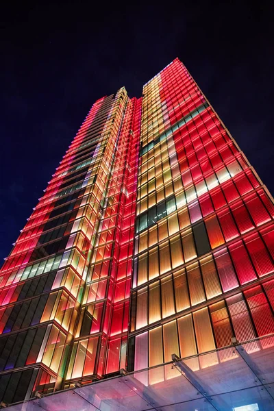 Rogier Toren Met Kleurrijke Verlichting Nachts Brussel België — Stockfoto