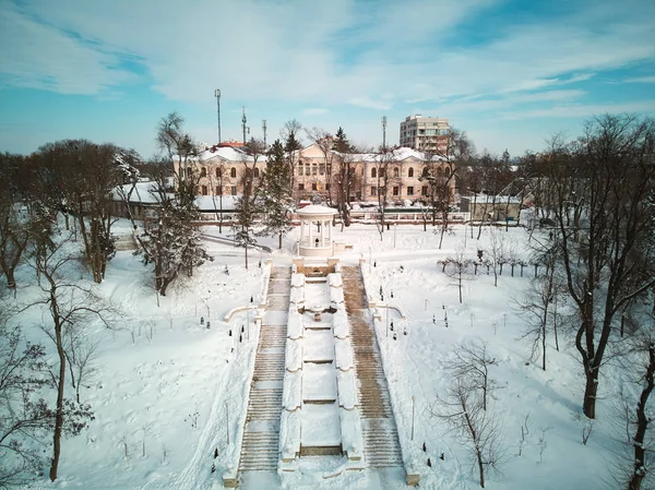 Cascades Létra Havas Valea Morilor Park Légi Felvétel Chisinau Moldova — Stock Fotó