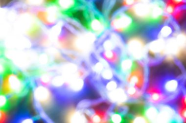 Yarı odaklı bokeh görüntü. Canlı renkler ile lots-in ışıklar. Kış Tema fotoğraf