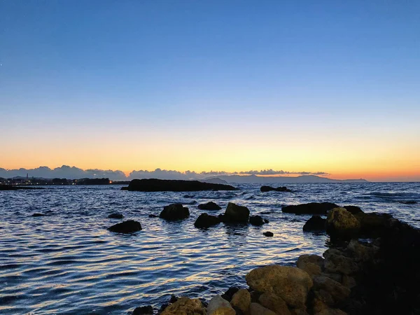 Sunset Beach Chania Greece — Stock Photo, Image