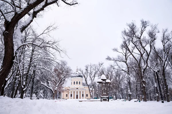 Nativity cathedral in winter season. View from park. Chisinau, Moldova