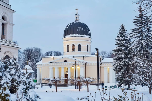 Nativity cathedral in winter season. View from park. Chisinau, Moldova