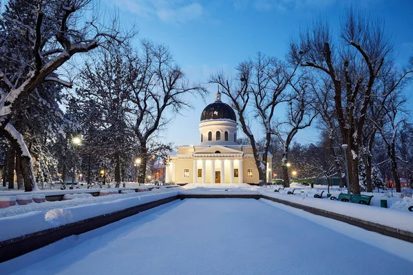 Krisztus Születése Székesegyház Téli Szezonban Park Megtekintése Chisinau Moldova — Stock Fotó