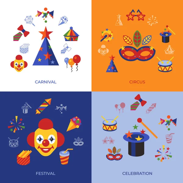 Carnaval Vetorial Digital Ícones Simples Circo Infográficos Estilo Plano — Vetor de Stock