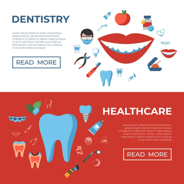Digital Vector Dentistry Healthcare Simple Icons Flat Style Infographics — Stock Vector