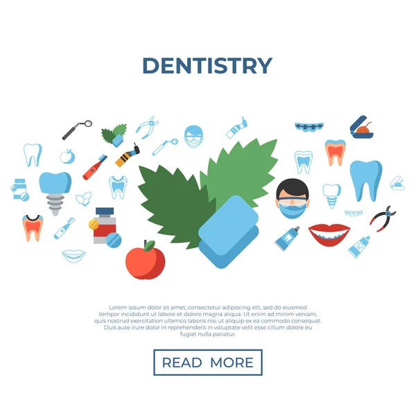 Digitální Vektorová Zubní Lékařství Zdravotnictví Jednoduché Ikony Plochý Infografika — Stockový vektor