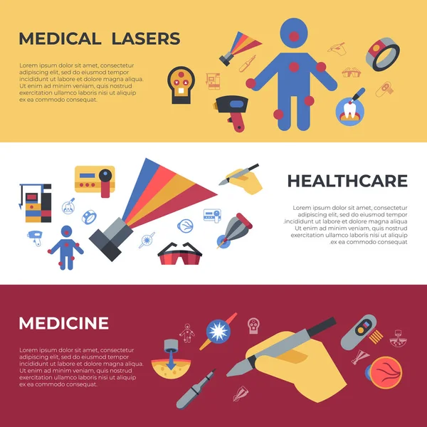 Laser médical vectoriel numérique icônes simples — Image vectorielle