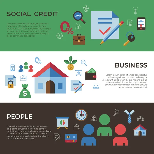 Sociala kredit-och bank betalnings ikoner — Stock vektor