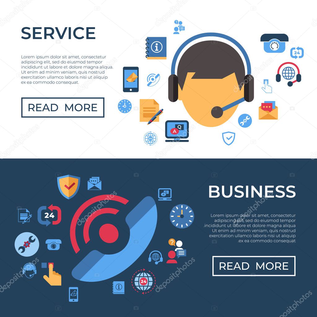 Call center and business feedback support icons