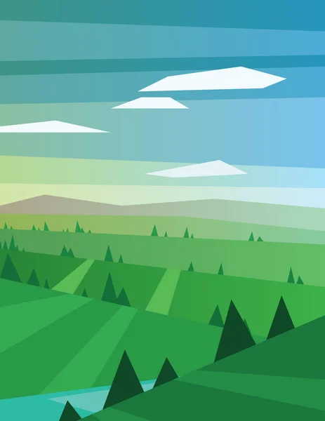Abstracto paisaje verde poligonal — Vector de stock