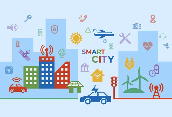 Smart city icons infographics — Stock Vector