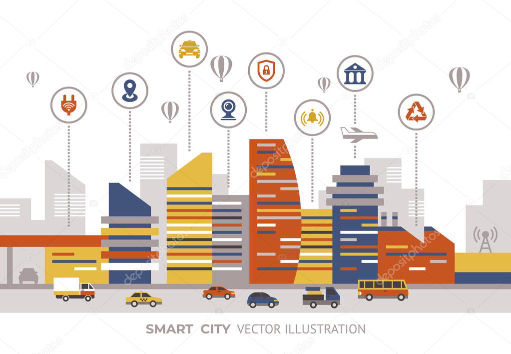 Smart city icons infographics