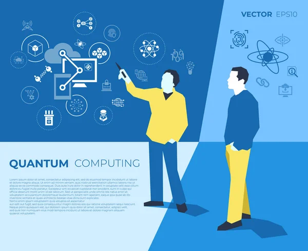 Ícones de tecnologia de internet quântica — Vetor de Stock