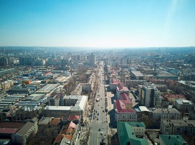 Stefan cel Mare sokak havadan drone görünümünden