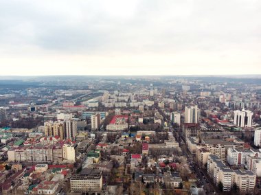 Sokaklar ile Chisinau cityscape havadan drone görünümü