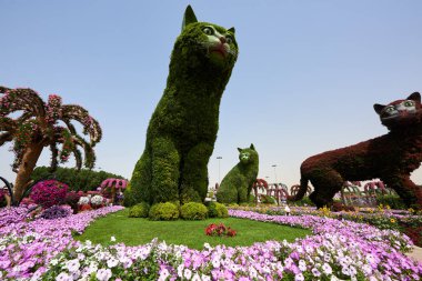 Renkli çiçekler ve ağaçlar ile Mucize Bahçe