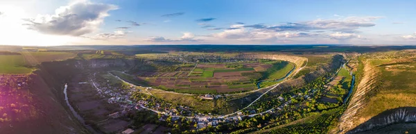 Panorama aerial drone shot of Old Orhei complex