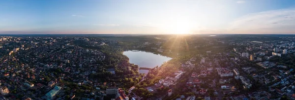 Panorama drone aéreo tiro de Valea Morilor parque ao pôr do sol — Fotografia de Stock