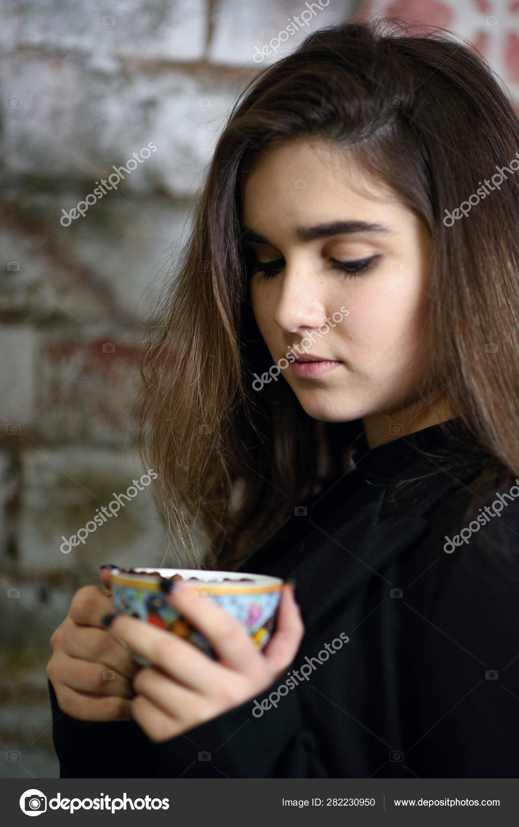 Young Girl about To Drink from Extra Large Cup Stock Photo - Image of  coffee, caucasian: 13485788