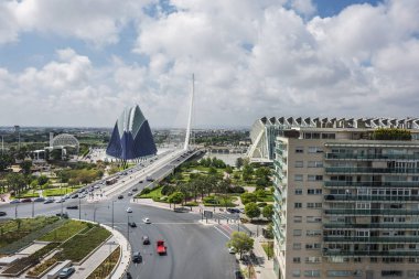 Valencia şehir manzarasına geniş açı görünümü