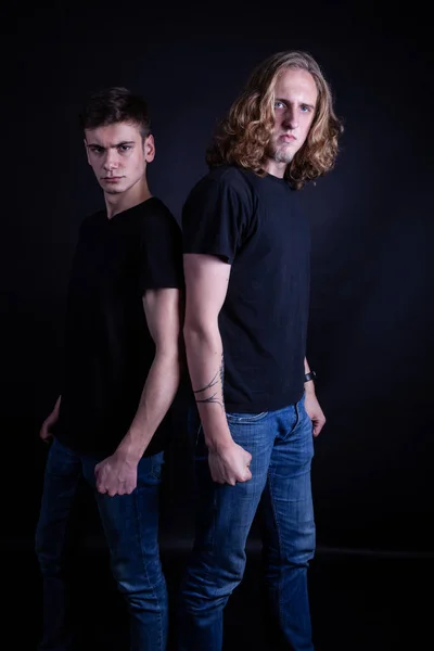 Rock band consisting of two young caucasian adults