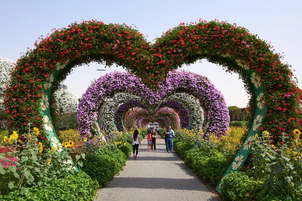 Coloridas flores en forma de corazón en Miracle Garden —  Fotos de Stock