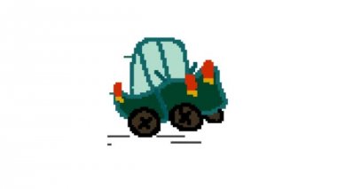 Piksel sanat 2d el çizilmiş karikatür araba hareketli animasyon